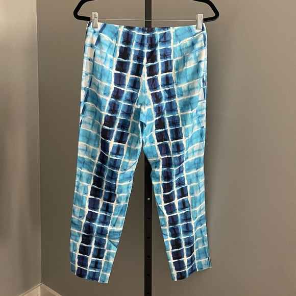 Lafayette 148 Stanton Blue Tie Dye Ankle Pants Size 4 - Picture 2 of 5